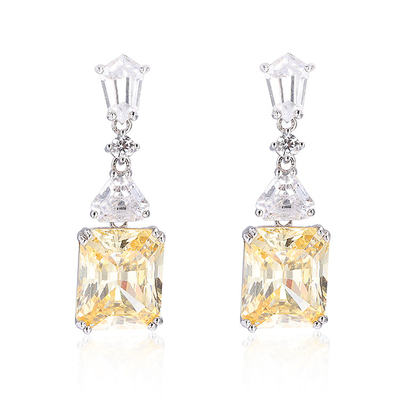 Orecchini gialli CZ in goccia Orecchini in goccia in zirconia 925 in oro bianco