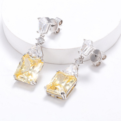 Orecchini gialli CZ in goccia Orecchini in goccia in zirconia 925 in oro bianco