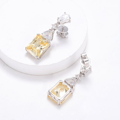 Orecchini gialli CZ in goccia Orecchini in goccia in zirconia 925 in oro bianco
