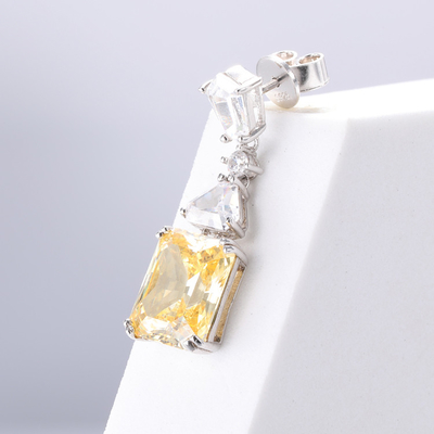 Orecchini gialli CZ in goccia Orecchini in goccia in zirconia 925 in oro bianco