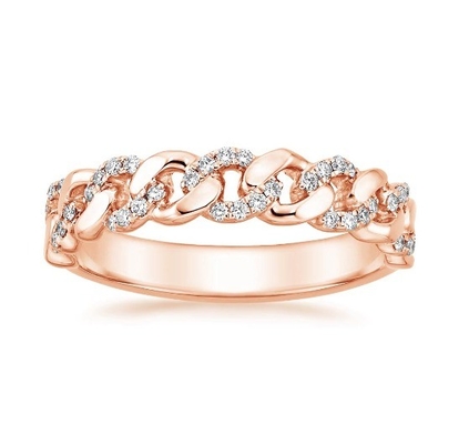 Micron Pave CZ 18K Gold Plated Stacking Chain Link 925 Sterling Silver Anelli femminili
