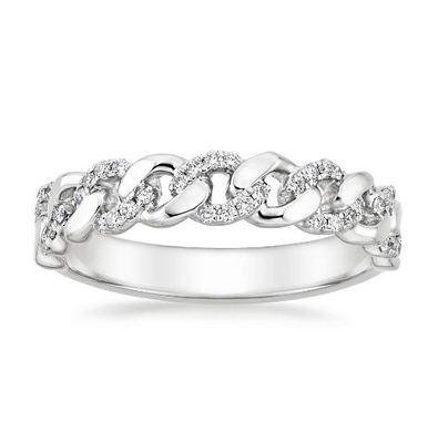 Micron Pave CZ 18K Gold Plated Stacking Chain Link 925 Sterling Silver Anelli femminili
