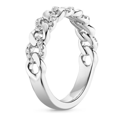 Micron Pave CZ 18K Gold Plated Stacking Chain Link 925 Sterling Silver Anelli femminili