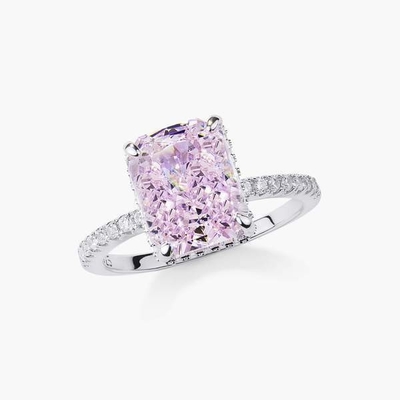 Baguette Placcata d'argento Blu Diamante 5A Taglio sul ghiaccio CZ Anello di fidanzamento per donne 925 Sterling Silver