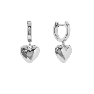 Luogo di lusso Heart Dangle Auricolari Gold Plated Hoop Sterling Silver 925 Gioielli per Donne