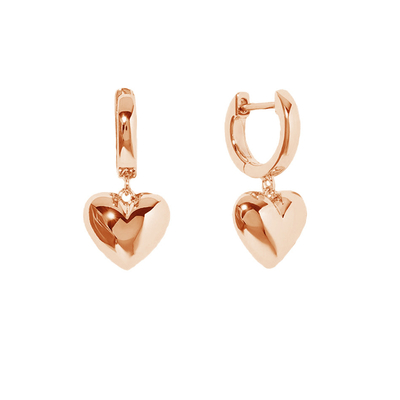 Luogo di lusso Heart Dangle Auricolari Gold Plated Hoop Sterling Silver 925 Gioielli per Donne