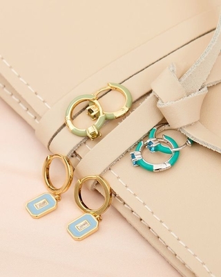 Neon Turchese smalto Micro Pave CZ Caramelle Colorate Ragazze Donne Orecchini Eco-Friendly Sì