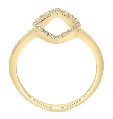 Fidanzamento Bianco CZ Rhombus Dichiarazione Anello Oro 925 Sterling Argento Gioielli per donne