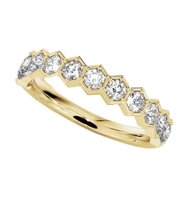 US5-US11 Honeycomb Wedding Band Placcata in oro 925 Sterling Silver Ring