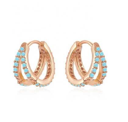 Orecchini di zirconia cubica di argento sterling 925 turchese doppio rivestimento di rodio per donne