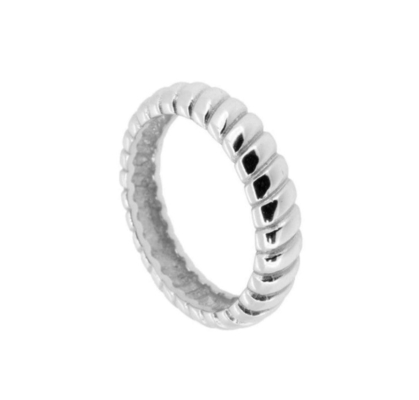 Larghezza 6 mm Anello di fidanzamento in argento 18K Oro di rodio Colore Twist Anello in argento