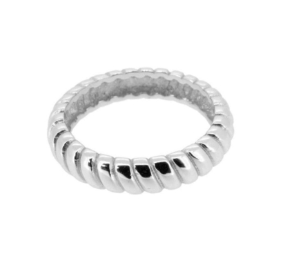 Larghezza 6 mm Anello di fidanzamento in argento 18K Oro di rodio Colore Twist Anello in argento