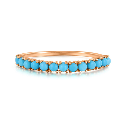 Gioielli personalizzati Mezza turchese Dorata Durable Delicate 925 Anelli d'argento Moda