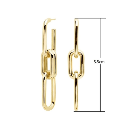 Orecchini a catena lunga con logo personalizzato in argento dorato