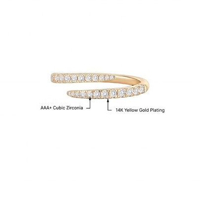 14K oro placcato Cubico Zirconia Open Twist Eternity Band Anello ECO Friendly