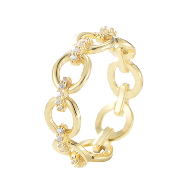 Delicata forma di catena CZ diamanti anelli eternità 925 sterling argento per gioielli da uomo