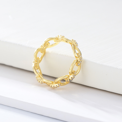 Delicata forma di catena CZ diamanti anelli eternità 925 sterling argento per gioielli da uomo