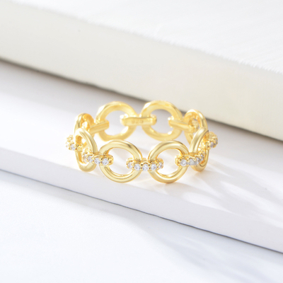 Delicata forma di catena CZ diamanti anelli eternità 925 sterling argento per gioielli da uomo