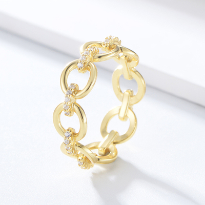 Delicata forma di catena CZ diamanti anelli eternità 925 sterling argento per gioielli da uomo