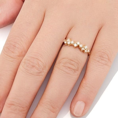 925 Sterling Silver Jewelry Prong Setting Mini Clear CZ Band Rings per donne Sterling