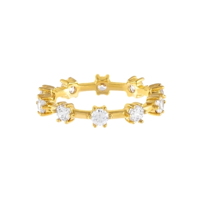 925 Sterling Silver Simply 18K Gold Vermeil Prong Setting Eternity Band Anelli femminili sottili
