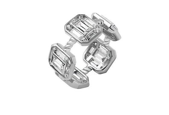 Emerald White CZ Women Eternity Band Baguette 18K Oro 925 Sterling Anelli d'argento