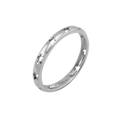 Stile trendy Star Hollow Eternity Band Anelli in argento 925 Gioielli in oro 18K