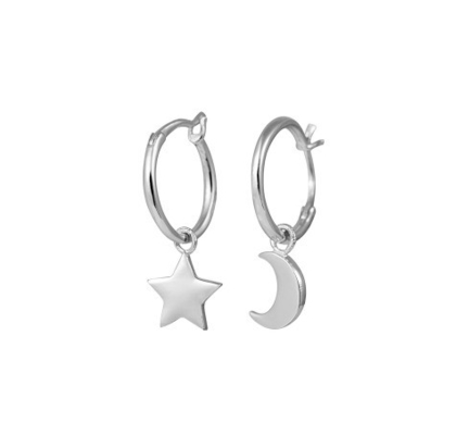 Orecchini in argento sterling 925 di tendenza con stella e luna placcate in oro asimmetrico per donne