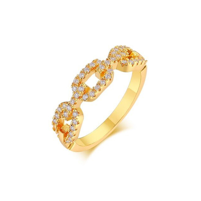 925 Sterling Silver Curb Link Chain Ring 18K donne Cubic Zirconia Anelli