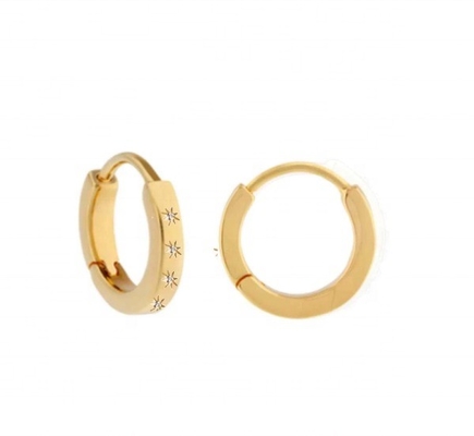 Orecchini di stile 14K oro Vermeil Star Set diamanti abbracciare cerchi per lo stile senza sforzo