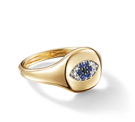 Colleczionisti di cavi brasiliani Evil Eye Mini Pinky Ring 18K Oro Bianco CZ 925 Argento