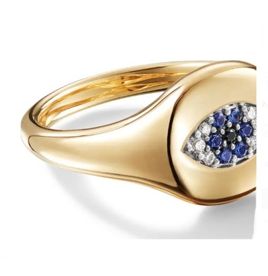 Colleczionisti di cavi brasiliani Evil Eye Mini Pinky Ring 18K Oro Bianco CZ 925 Argento