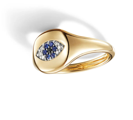 Colleczionisti di cavi brasiliani Evil Eye Mini Pinky Ring 18K Oro Bianco CZ 925 Argento