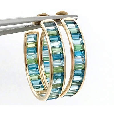 Gioielli Materiale principale Baguette d'argento Topazzo blu e verde Cerchioni per stile classico