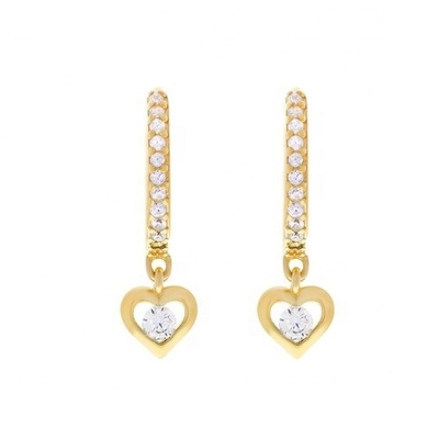 Mini Dangle Heart CZ Huggie auricolari placcati in oro aggiungono un tocco di fascino al tuo look
