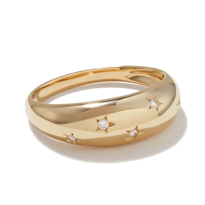 Eternity Band Anelli Brasiliani 18K Oro Gioielli Stella 925 Sterling Silver Dome Anello Donne