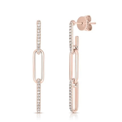 Retro Paperclip Rectangle Chain Orecchini in 925 Sterling Silver per la serata delle signore