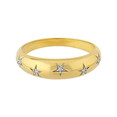 Anelli Dainty Domed 14k 18k Gold Chunky Star Set Anello Diamante per Abiti Stilizzati