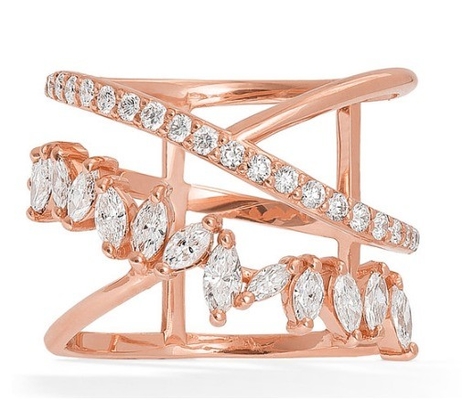 Dichiarazione del partito Piatto Sterling Silver Rhodium Plated Zig Zag Anello Diamante Per Donne
