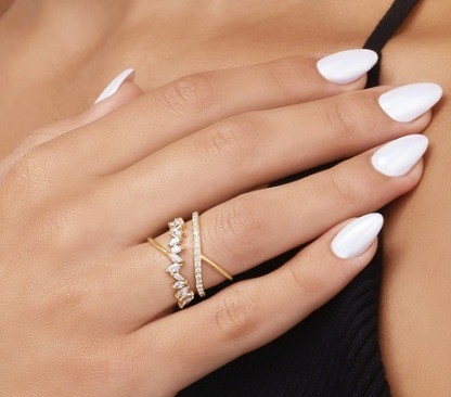 Dichiarazione del partito Piatto Sterling Silver Rhodium Plated Zig Zag Anello Diamante Per Donne