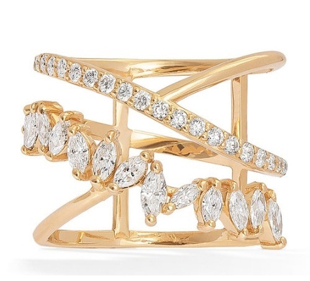 Dichiarazione del partito Piatto Sterling Silver Rhodium Plated Zig Zag Anello Diamante Per Donne