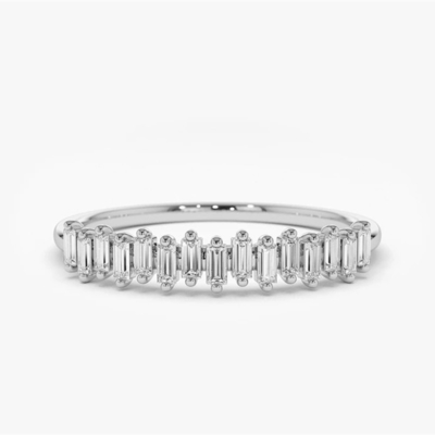 925 Sterling Silver CZ Diamond Baguette Anello dell'eternità femminile con rivestimento in oro giallo