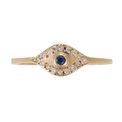 925 Sterling Silver Evil Eye Diamond Band Ring con argento placcato stile classico