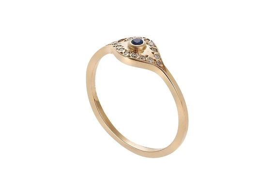 925 Sterling Silver Evil Eye Diamond Band Ring con argento placcato stile classico
