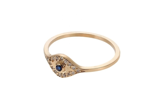 925 Sterling Silver Evil Eye Diamond Band Ring con argento placcato stile classico
