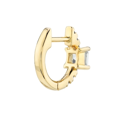 925 Sterling Silver Mini Gold Plated Baguette Hoop Huggie Orecchini per donne Gioielli