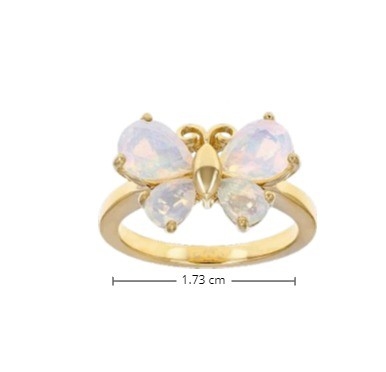 Gioielli pregiati multicolori Opal etiope Anello farfalla 18 carati Oro giallo su argento sterling