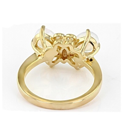Gioielli pregiati multicolori Opal etiope Anello farfalla 18 carati Oro giallo su argento sterling