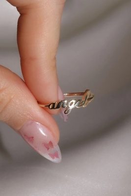 Anello d'angelo in oro massello per donne Glitter 925 Sterling Silver Modern