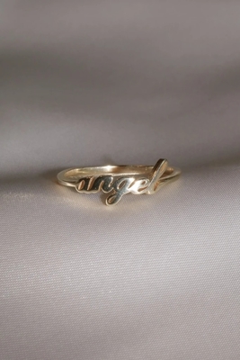 Anello d'angelo in oro massello per donne Glitter 925 Sterling Silver Modern